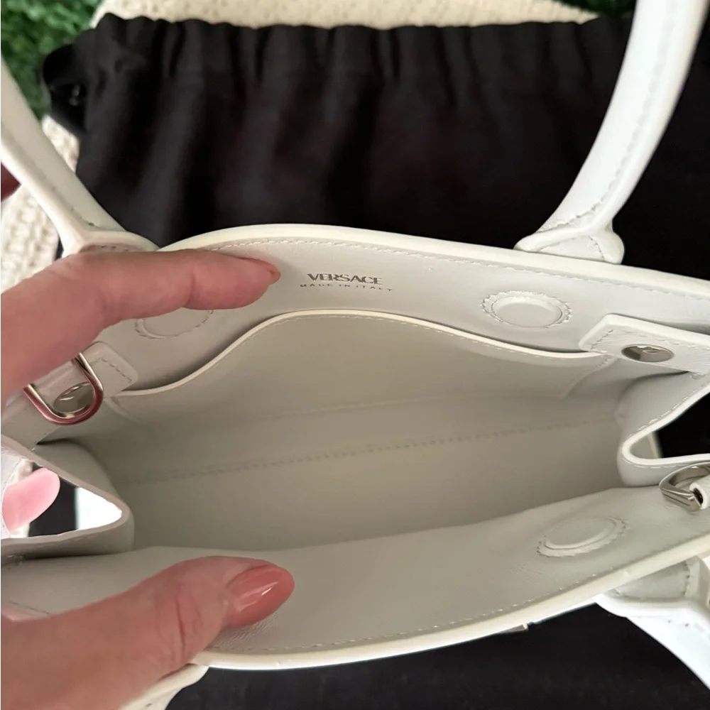 Versace Medusa ‘95 Small Tote White Leather Handbag